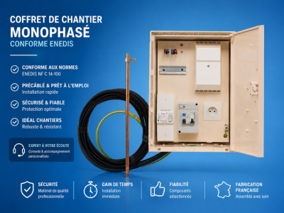 MONOPHASE POUR POTEAU OU FAÇADE 15M CABLE